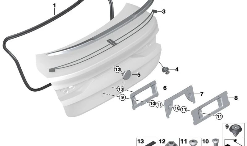 Alerón trasero imprimado OEM 51629448940 para BMW F44. Original BMW.