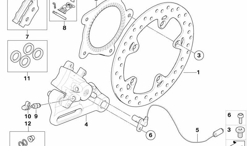Anel sensor traseiro OEM 34527685866 para motocicletas BMW F 700 GS, F 800 GT, F 800 S, F 800 ST, F 650 GS, F 800 GS... e muito mais. Originais BMW Motorrad.