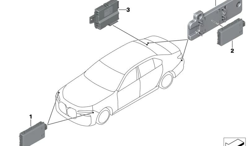 Soporte sensor radar de corto alcance OEM 66315A350E6 para BMW Serie 7 G70 (735i, 740d, 740d xDrive, 740i, 740i xDrive, 750e xDrive). Original BMW.
