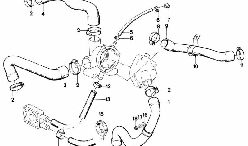 Manguera de refrigerante OEM 11531278045 para BMW E28. Original BMW.