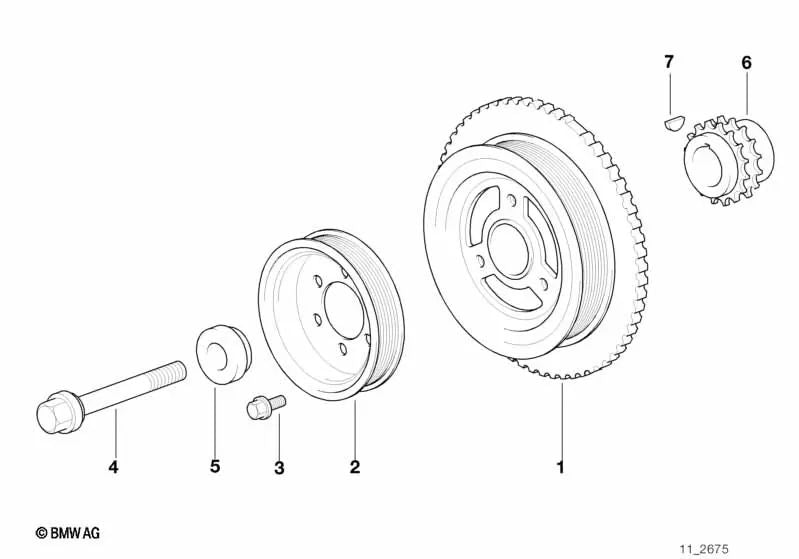 Polea de transmisión OEM 64551739429 para BMW 3' E36, Z3 E36. Original BMW.