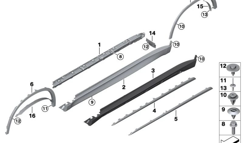Moldura pasarruedas imprimado trasero izquierdo OEM 51777378583 para BMW X5 F15, X5 M F85. Original BMW.