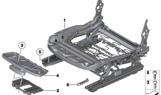 Mecanismo de ajuste asiento izquierdo OEM 52107118423 para BMW E87, E90, E91, E84. Ajuste manual asiento conductor. Original BMW.