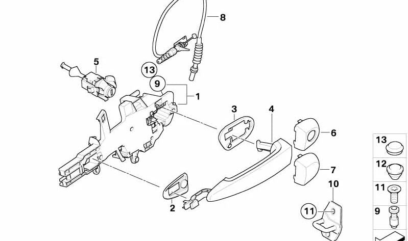 Trava de chave esquerda OEM 51217187881 para BMW X5 (E70). BMW originais.