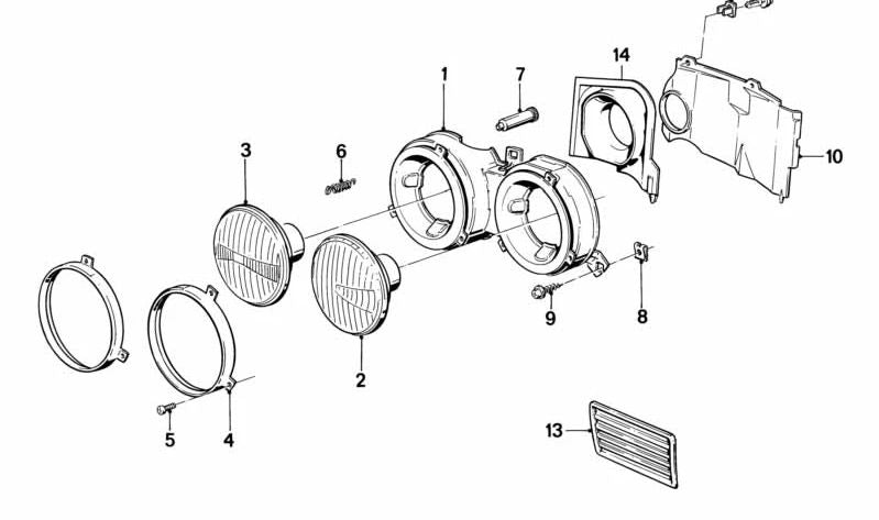 Estructura portante izquierda para BMW Serie 3 E30 (OEM 63121370853). Original BMW.