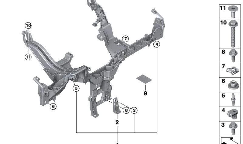 Soporte de montaje salpicadero suelo OEM 51719265940 para BMW i3 (I01). Original BMW.