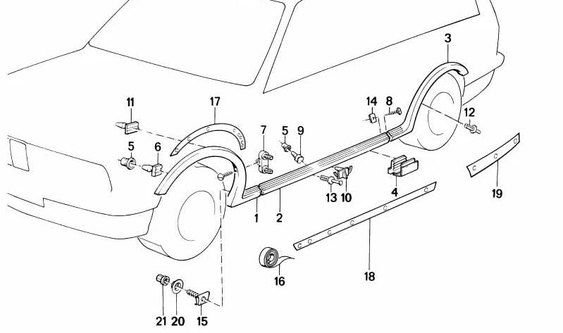 Plantilla delantera izquierda para BMW Serie 3 E30 (OEM 51718100355). Original BMW