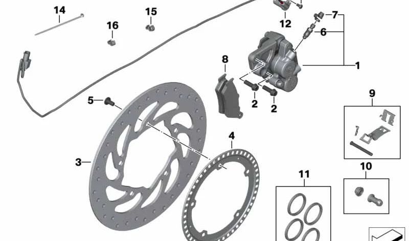 Anillo sensor trasero OEM 34527718599 para motos BMW K1600 GT, K1600 GTL, K1600 Bagger. Original BMW Motorrad.
