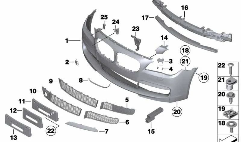 Cubierta del Gancho de Remolque Imprimada Delantera para BMW Serie 7 F01, F02, F04 (OEM 51118045118). Original BMW