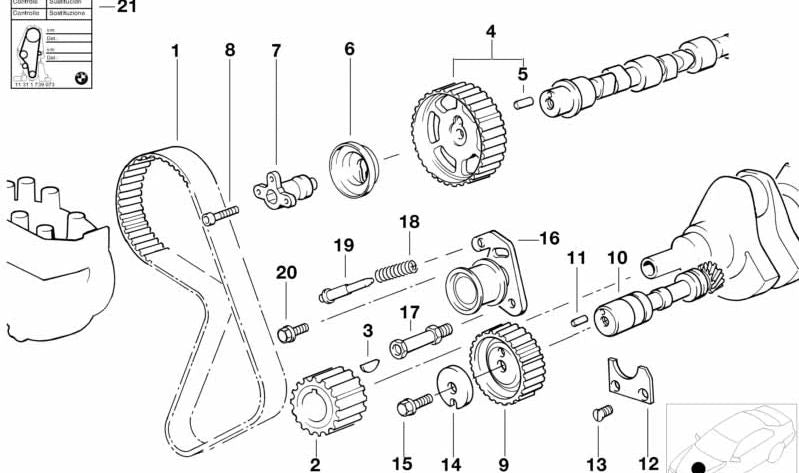 Albero intermedio OEM 11351713430 per BMW E30, E28, E34 e Z1. BMW originale.