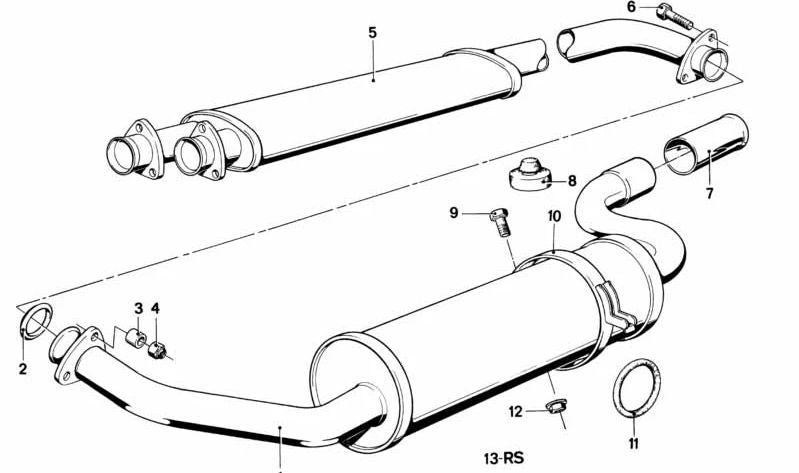 Silencioso trasero OEM 18121246393 para BMW Serie 3 E21. Repuesto original BMW.