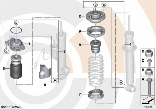 Soporte de empuje trasero OEM 33506859919 para BMW Serie 6 F06, F12, F13. Original BMW.