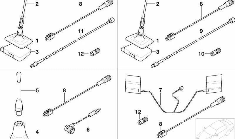 Base de antena para techo de teléfono para BMW E39 (OEM 84538371805). Original BMW