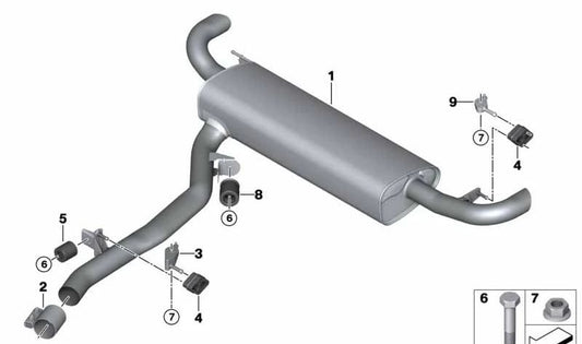 OEM Heck -Schalldämpfer 18309887733 für BMW X5 G05 und X6 G06. Original BMW.