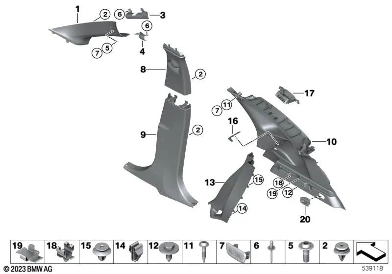 Capô Oyster "Airbag" OEM 51439180577 para BMW Série 2 F44, Série 3 F30, Série 4 F32, Série 5 F10, Série 7 G11, X1 F48… e muito mais. BMW genuíno.