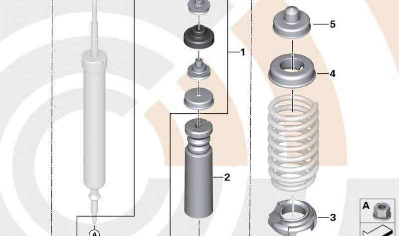 Tope de amortiguador trasero OEM 33536783101 para BMW E81, E82, E87, E88 y E84. Pieza original BMW.