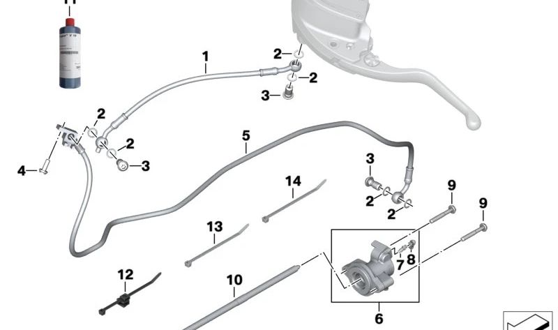 Latiguillo superior de embrague OEM 32727914356 para BMW Motorrad R 18 Roctane (RK34, 0N61) desde 2023. Original BMW Motorrad.
