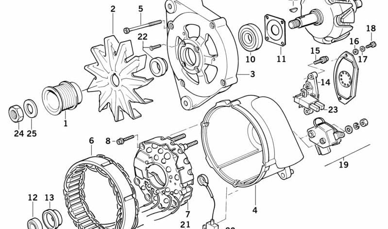 Rotor alternateur OEM 12311747248 pour BMW E32, E31. BMW d'origine.