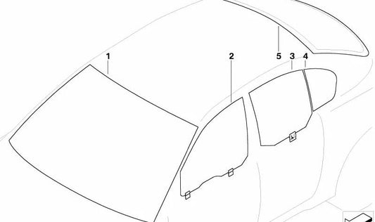 Luna trasera verde OEM 51317027080 para BMW E60, E61. Original BMW.