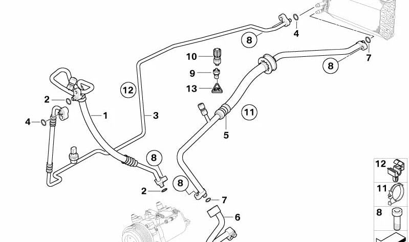 Tube d'aspiration de l'évaporateur pour le compresseur pour BMW E53 (OEM 64538377073). BMW d'origine