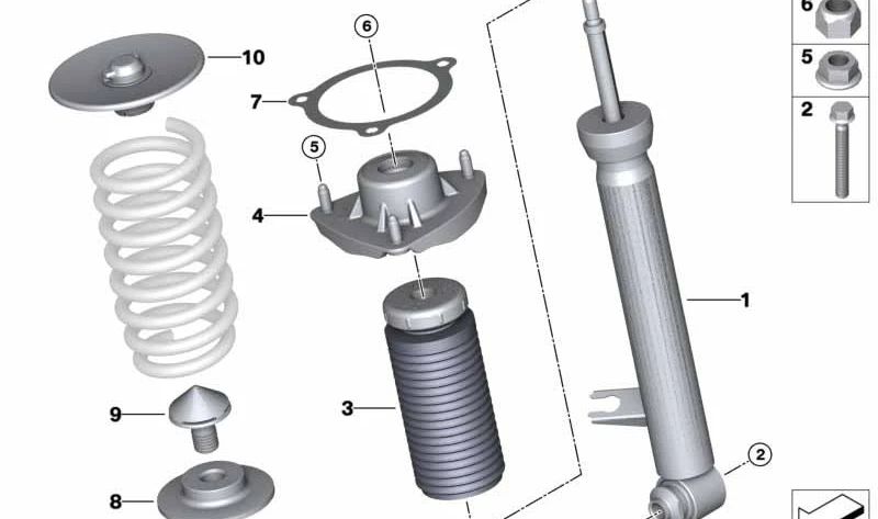 OEM de l'amortisseur arrière gauche 33526867875 pour BMW F15. BMW d'origine.