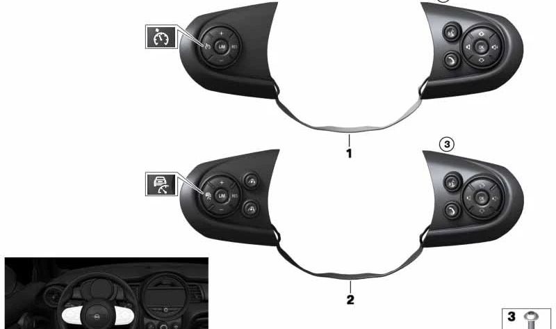 Interruptor de volante multifuncional deportivo OEM 61319361953 para MINI F56, F55. Original MINI.