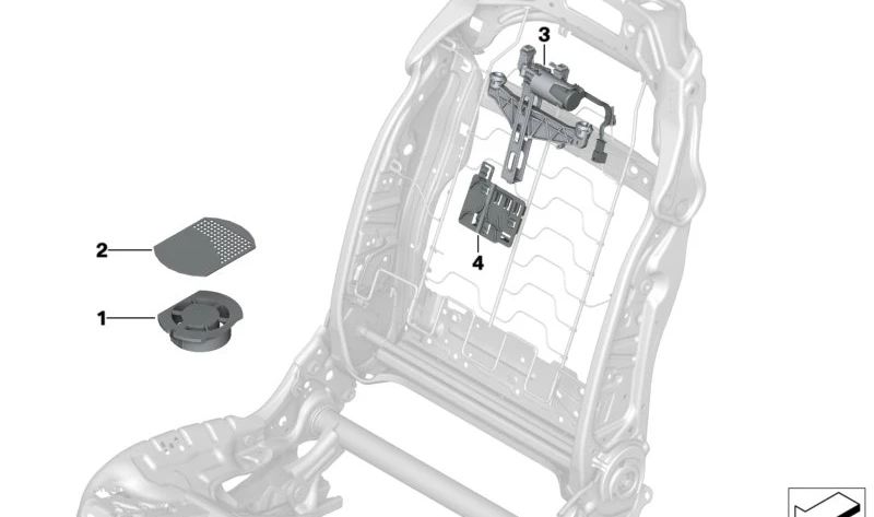 Ventilador de asiento OEM 52107056235 para BMW F90, G30, G31, G32, G01, G02. Compatible con modelos como M5, 518d, 520d, entre otros. Parte del sistema eléctrico de los asientos delanteros. Original BMW.