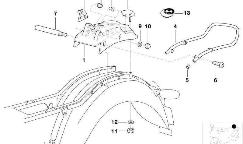 OEM rear plate 46512331675 for bmw R 850 C motorcycles, R 1200 C, R 1200 C Montau, R 1200 C Independent. Original BMW Motorrad.