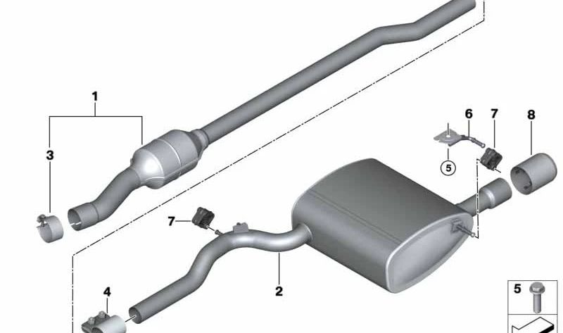 Silenciador adicional trasero OEM 18308573398 para MINI F56 Cooper D, One D, F57 Cooper D... y más. Original MINI.