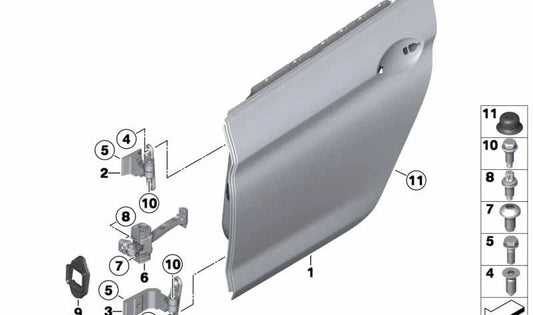 Hinge de porte arrière vers la gauche pour la série BMW 5 F10, F11, F18, série 6 F06 (OEM 41527259595). BMW d'origine