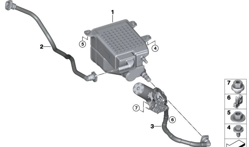 Filtro de carbón activo OEM 16137562007 para BMW G70 (Serie 7). Original BMW.