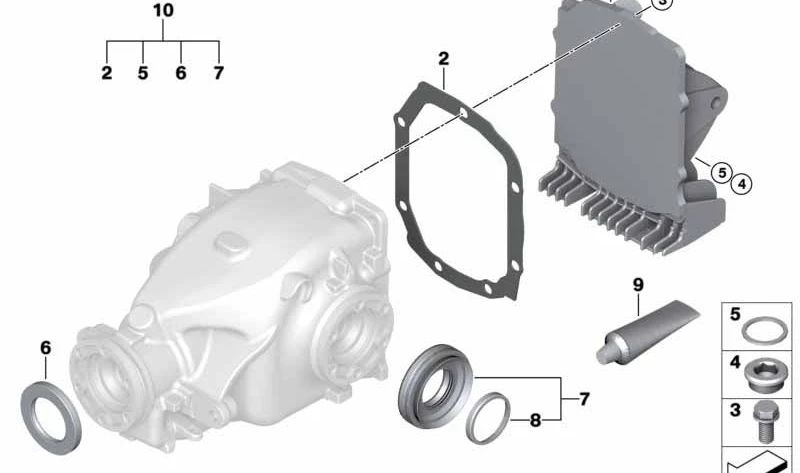 Tapa del diferencial trasero OEM 33127531407 para BMW Z4 E85. Pieza original BMW.