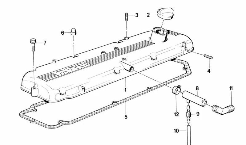 Tapa de culata OEM 11121710974 para BMW E34, E24, E32. Original BMW.