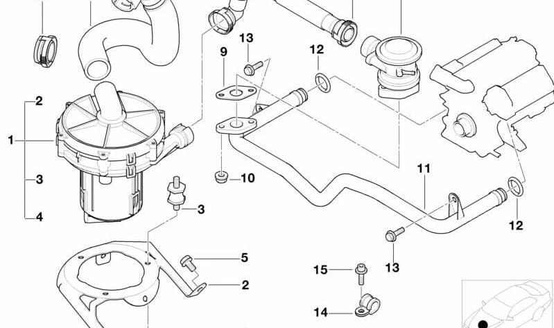Tubo de presión OEM 11721438102 para BMW E53 (X5). Original BMW.