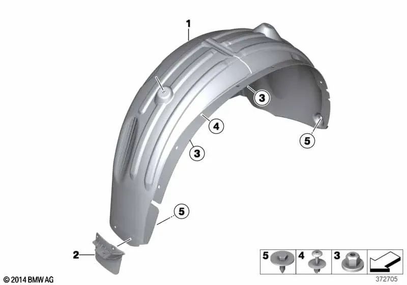 OEM Rear Left Deflector Plate 51627213651 for BMW X3 F25, X4 F26. Genuine BMW.