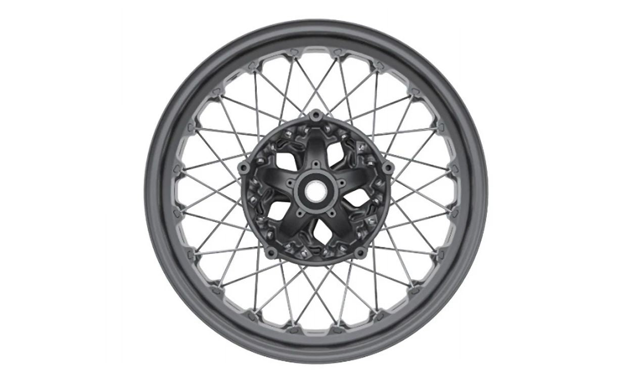 Rueda de radios trasera negra 5.5x17 OEM 36319445145 para motos BMW R nineT, R nineT Pure, R nineT Scrambler, R nineT Urban G/S. Original BMW Motorrad.