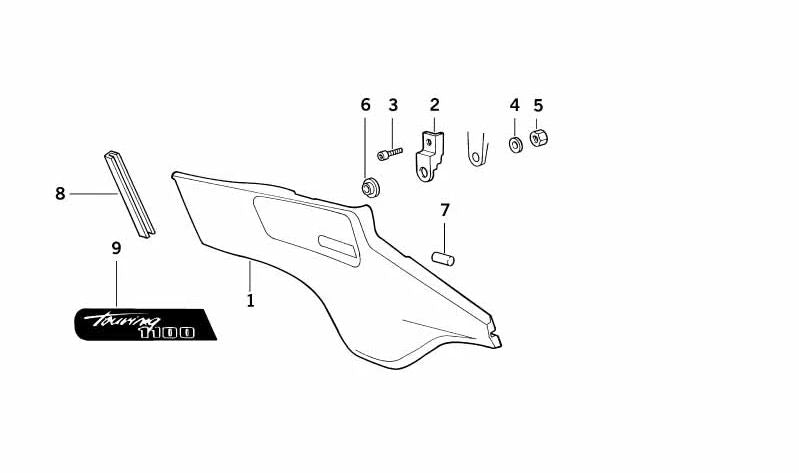 Soporte izquierdo para recubrimiento de batería OEM 46632309919 para BMW Motorrad K 1100 LT. Original BMW Motorrad.