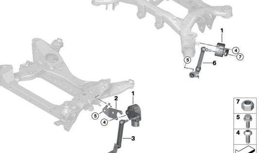 OEM 37146872107 Sensore di livello di altezza anteriore per BMW G01, G02, F97, F98. Compatibile con i modelli X3 e X4. BMW originale BMW.