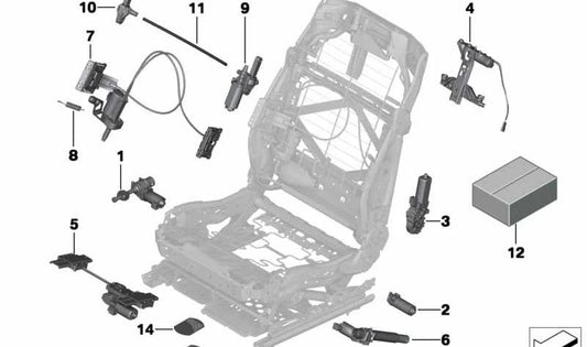 Längsschnitteinstellung der BMW -Sitzung 5 F07, F10, F11, F18, 7 F01, F02, F04 (OEM 52107242070). Original BMW.