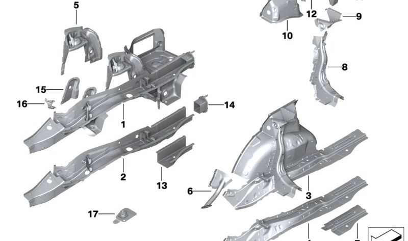 Extension de la barre transversale supérieure gauche 41009626293 pour la série BMW 2 G42 (218i, 220i, 220d, 230i, 230i xDrive). Compatible avec les modèles de 2021 à 2029. Pièce BMW originale.