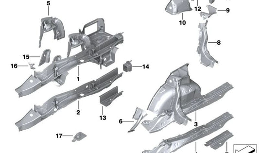 Estensione della barra croce superiore sinistra OEM 41009626293 per la serie BMW 2 G42 (218i, 220i, 220d, 230i, 230i xDrive). Compatibile con modelli dal 2021 al 2029. BMW originale.