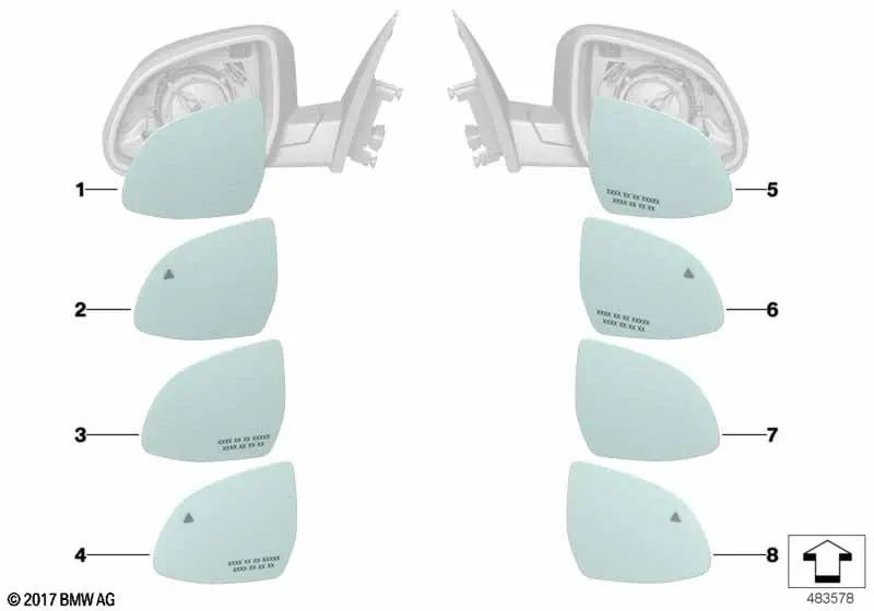 Right wide angle heated mirror glass OEM 51169491786 for BMW X3 G01, X4 G02, X5 G05, X6 G06, X7 G07, XM G09... and more. Genuine BMW.