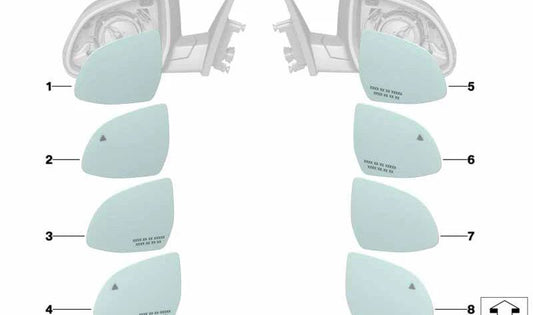 Cristal retrovisor izquierdo calefactable gran angular OEM 51167476335 para BMW G01, G08, F97, G02, F98, F15, G05, F85, F95, F16, G06, F86, F96, G07, G09. Original BMW.