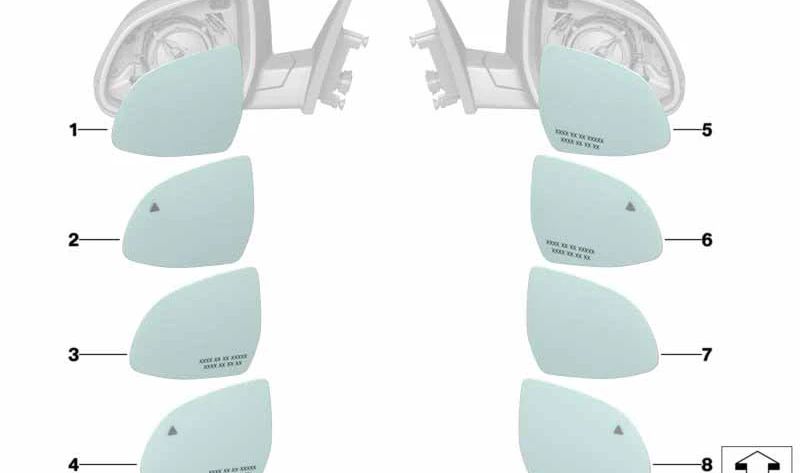 Heated Left Rearview Glass Wide Angle OEM 51167291219 for BMW F25, G01, G08, F97, F26, G02, F98, F15, G05, F85, F95, F16, G06, F86, F96, G07, G09. Original BMW