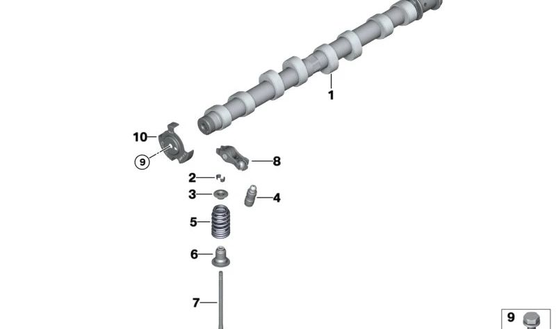 Árbol de levas de admisión OEM 11317618822 para BMW F45, F46, F48, F55, F56, F54. Original BMW.