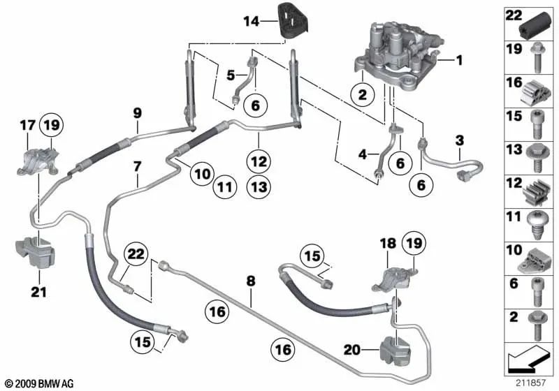 Drilleitung Schwenkmotor para BMW 5 F07 Series, F10, F11, Série 6 F06, F12, F13, 7 F01 Series, F02 (OEM 37136778093). BMW original
