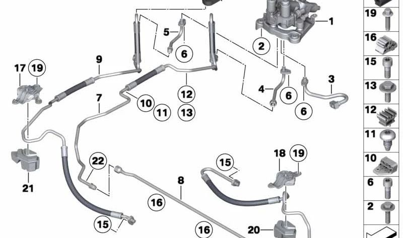 RIGHT LOWER SUPPORT OEM 37106785438 for BMW F07, F07N, F10, F10N, F11, F11N, F06, F06N, F12, F12N, F13, F13N, F01, F01N, F02, F02N. Original BMW.
