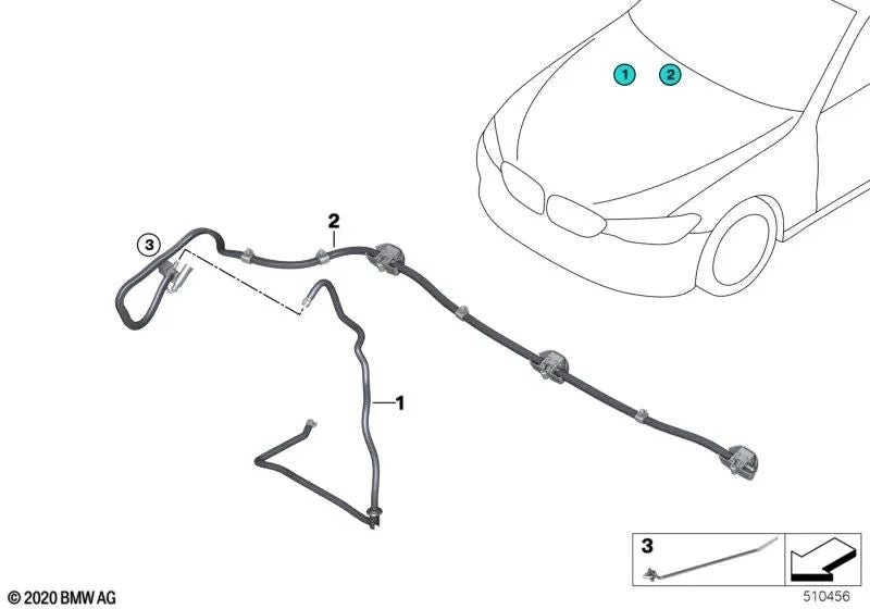 Tubo flexible limpiaparabrisas OEM 61667357350 para BMW G30, G31, G11, G12, G14, G15, G16, F90, F91, F92, F93... y más. Original BMW.