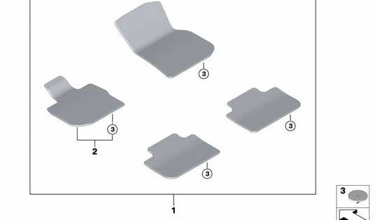 Alfombrilla de conductor OEM 51478076015 para BMW G01, G02. Original BMW.