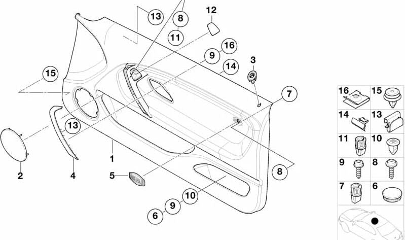 Grapa de fijación OEM 51417025270 para BMW E46, E65, E66 y BMW Motorrad RK21, K22, K23, K33. Original BMW y Motorrad.